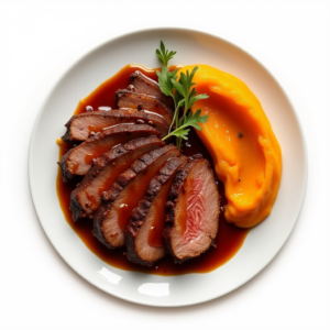 BRISKET BBQ, BUTTERNUT AND SWEET POTATO