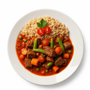 SOUTH AFRICAN BEEF STEW & BROWN RICE