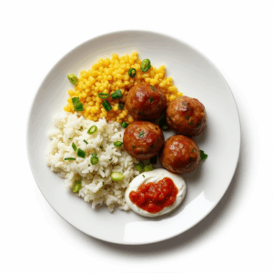 LEAN BEEF MEATBALLS RICE & CORN