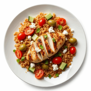 TOMATO SPICED RICE WITH CHARRED CHICKEN BREAST